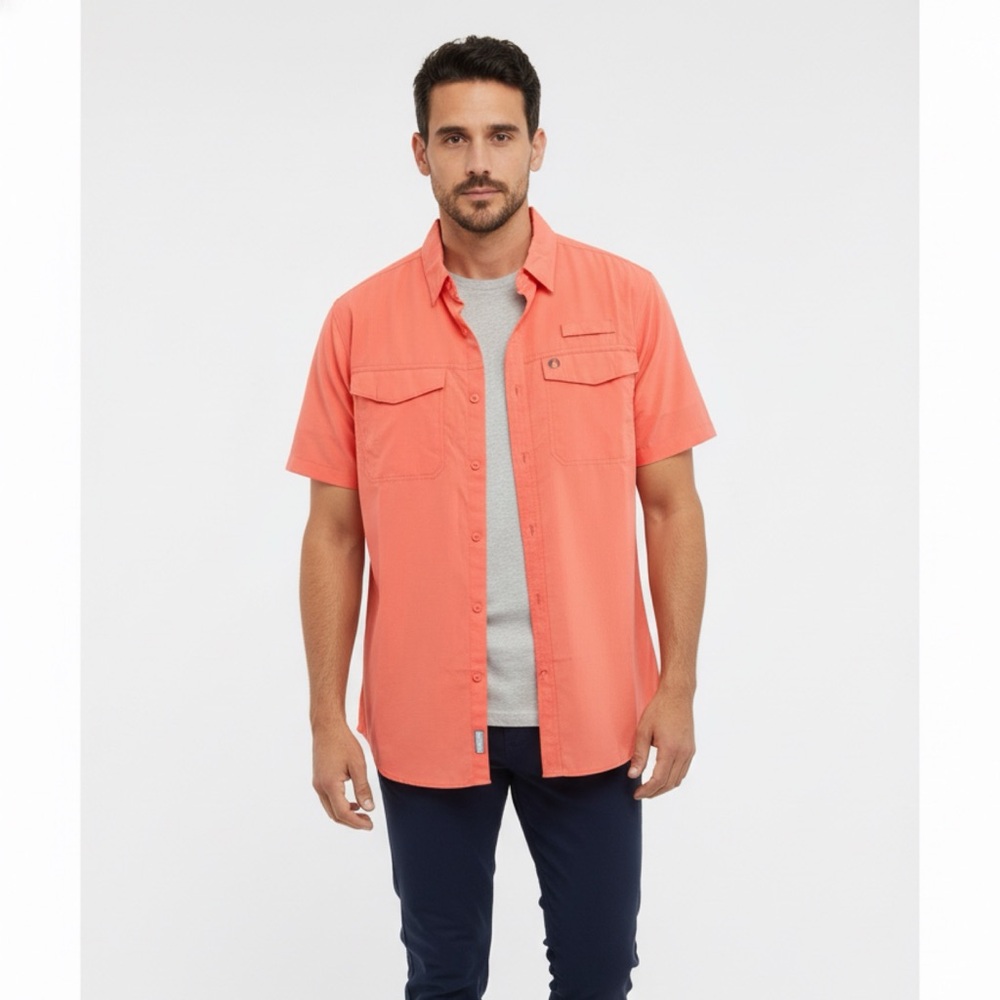 NWT The American Outdoorsman Coral Short-Sleeve Button-Down Shirt